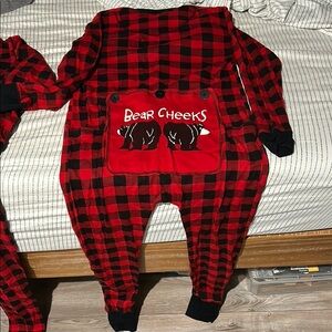 Lazy One Red Plaid Bear Cheeks Pajamas